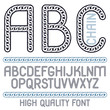 Vector type font, script from a to z. Capital creative letters, abc made with iron chain, linked connection.