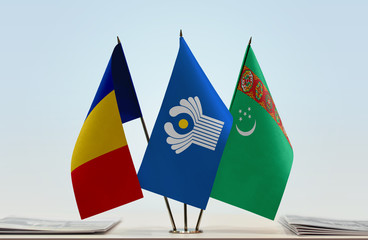 Flags of Romania CIS and Turkmenistan