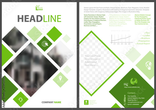 Abstract Flyer Template with Squares in Diagonal Direction - Modern Graphics ...