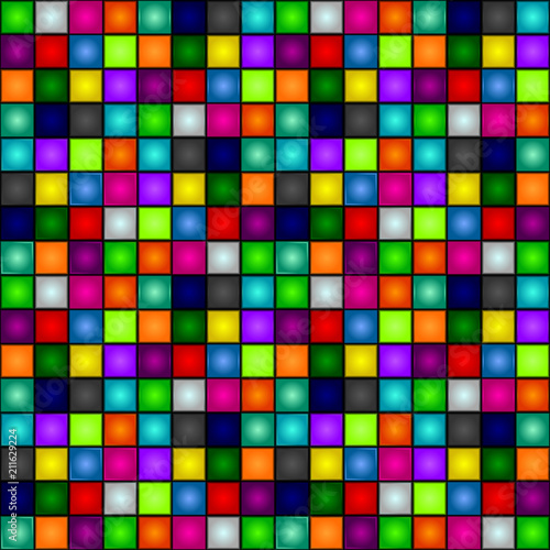 Seamless Background Colorful Glowing Three Dimensional Cubes
