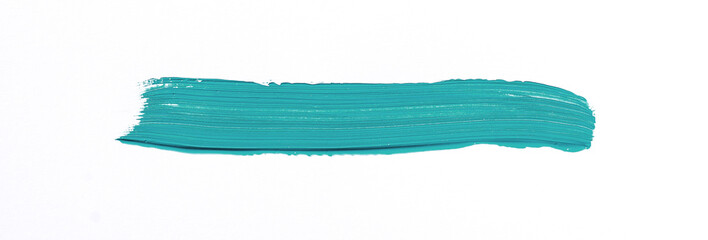 Turquoise brush stroke isolated over white background