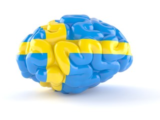 Wall Mural - Brain with swedish flag