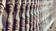 Closeup Shot of Natural Teak Wood Balustrades, Banisters or Railing (Selective Focus and Blurred Background).