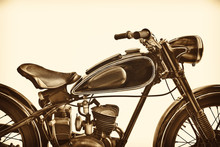 Sepia Toned Image Of A Vintage Motorcycle