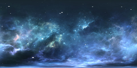 Wall Mural - Virtual reality stellar system and nebula. Panorama, environment 360 HDRI map. Equirectangular projection, spherical panorama.