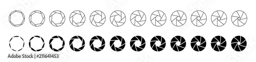 Fotomural Set on outlined and silhouette lens aperture positions.