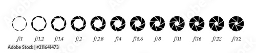 Fotomural Camera lens diaphragm row with aperture value numbers