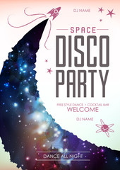 Wall Mural - disco space background. disco party poster on open space background