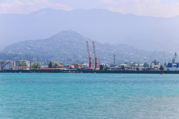 Cargo port on Black Sea in Batumi, Georgia