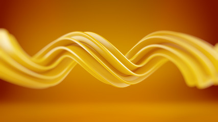 Sticker - Yellow twisted spiral shape 3D rendering with DOF