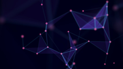 Poster - Abstract technology background. Network connections with points and lines. Ai tech wire network futuristic wireframe. Big Data. 4k rendering.