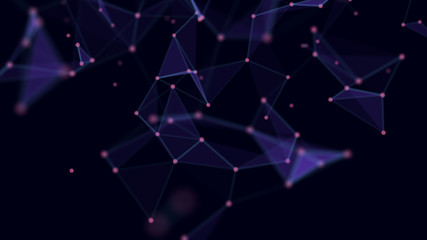 Poster - Abstract technology background. Network connections with points and lines. Ai tech wire network futuristic wireframe. Big Data. 4k rendering.