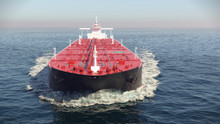 Oil Tanker Floating In The Ocean, 3d Illustration