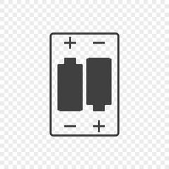 Wall Mural - Icon of the correct location of the batteries in the device. Can be used as a sticker - a hint. Vector on a transparent background.