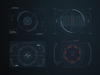 Futuristic hud virtual control panels. Hologram touch screen high tech vector design