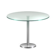 Wall Mural - empty glass round office table with metal stand isolated on white background. vector template for co