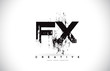 FX F X Grunge Brush Letter Logo Design in Black Colors Vector Illustration.