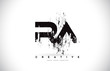 RA R A Grunge Brush Letter Logo Design in Black Colors Vector Illustration.