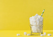 Glass sugar cubes Weight control diet health detox concept