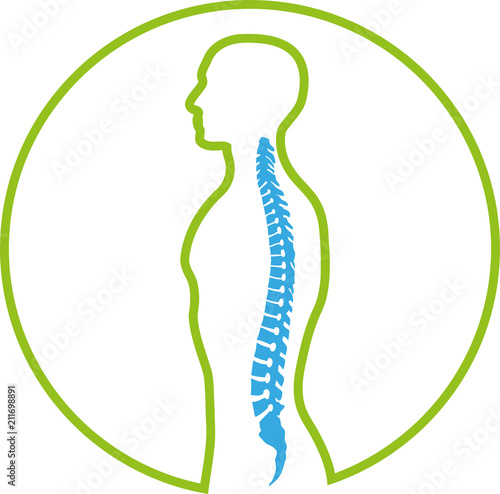 Fotomural Person und Wirbelsäule, Rücken, Orthopädie, Logo, Zeichen