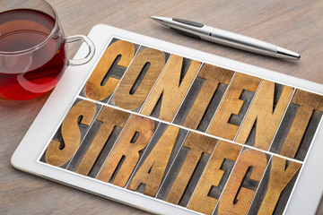 Wall Mural - content strategy concept on digital tablet