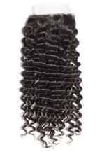 Free Part Kinky Curly Black Human Hair Weaves Extensions Lace Closure