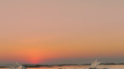 Wall Mural - pretty girl having the pleasure in water of tropical sea after sunset