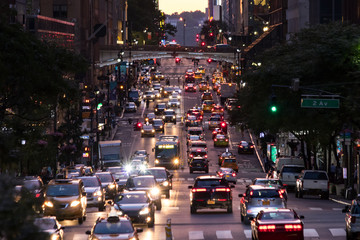 Wall Mural - Lights from crosstown traffic on 42nd Street in Midtown Manhattan New York City