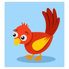 Canvas Print - cute little red bird mascot cartoon character