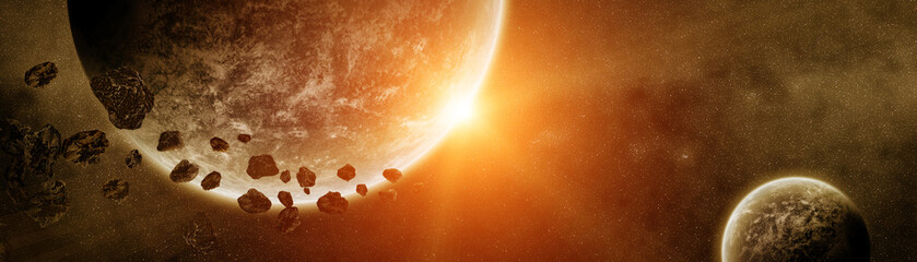 Wall Mural - panoramic view of planets in distant solar system 3d rendering elements of this image furnished by n
