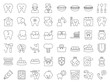 © lukpedclub - dentist and dental clinic related icon, such as toothbrush, tooth decay, make an appointment, teeth whitening, dental instruments, dentures, dental floss, thin line icon
