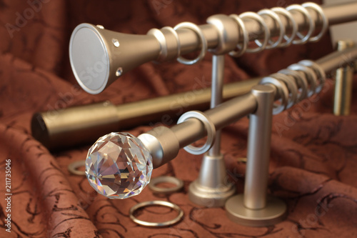 Metal Ending For Cornices And The Folded Fabric Curtain Rod And