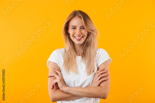 Fotografie, Obraz Portrait of a smiling blonde young woman