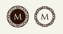 Monogram In Baroque Style Floral Ornament. Can Be Used For Logos, Wedding Designs.