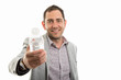 © Catalin Pop - Portrait of business man handing a bottle of water