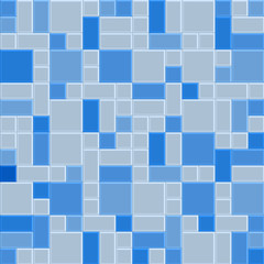 Wall Mural - 3D blue mosaic tile wall, vector illustration pattern background