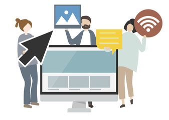 Poster - illustration of characters and internet concept