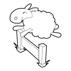 Wall Mural - Sheep jumping over the barrier icon. Outline illustration of sheep vector icon for web design