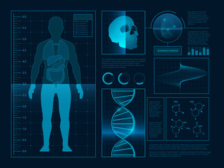 Canvas Print - Digital abstract illustrations for health infographic. Pictures of web ui