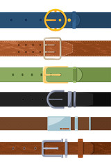 Sticker - Clothing belt. Vector set of various colored belts