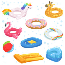 Inflatable Rubber, Mattresses Balls And Other Water Equipments For Kids