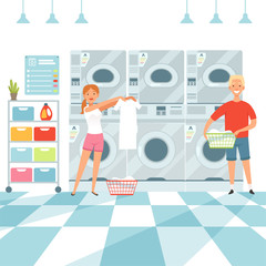 Sticker - Laundry background. Woman washing clothes in the Laundry