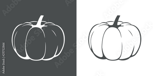 Cuadros en Lienzo Icono plano dibujo calabaza en gris y blanco