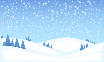 Wall Mural - Vector Winter Landscape - Christmas Background