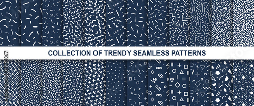 Fotografía Big collection of memphis seamless vector patterns