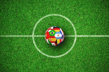 Sticker - Composite image of football in multi national colours