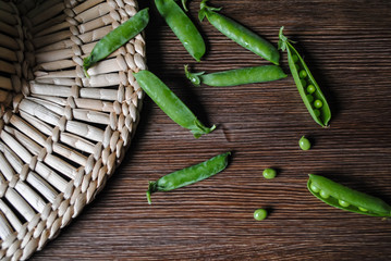 Pea pods on the table