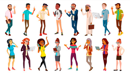 Multinational People Set Vector. Races And Nationalities. Men, Women. Business Person. Businesspeople Ethnic Diverse. Isolated Illustration