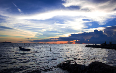 Wall Mural - colorful of sunset on sea scape background