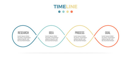 Poster - Business infographics. Timeline with 4 steps, options, loops. Vector template.